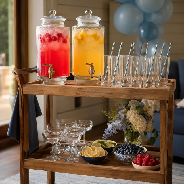 Birthday party drink cart